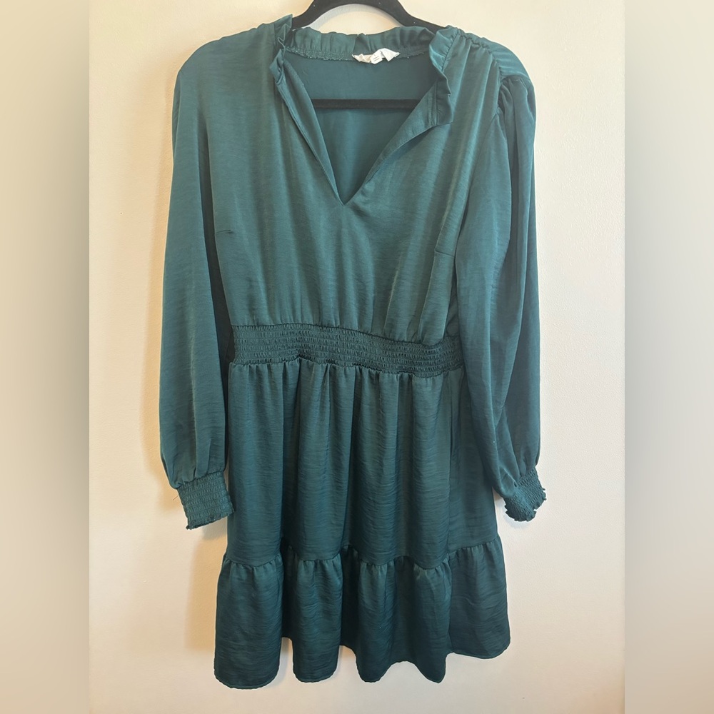 Lucky Brand Teal Long-Sleeve Mini Dress